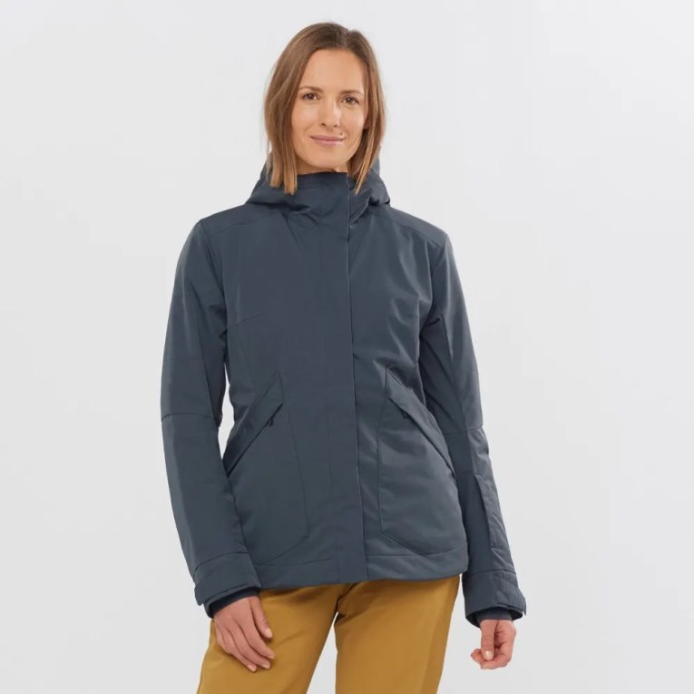 Jaquetas De Esqui Salomon Snow Rebel Insulated Hoodie Feminino Pretas | PT K17259